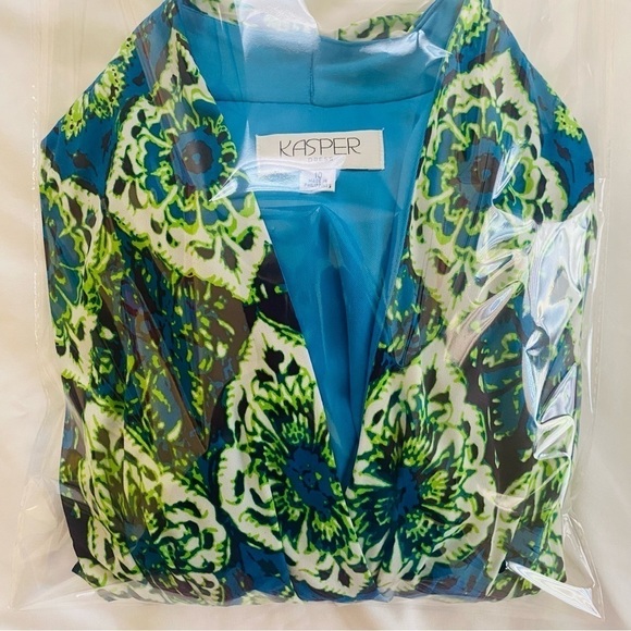 KASPER sleeveless column maxi dress in blue and green size 10 - Picture 5 of 12